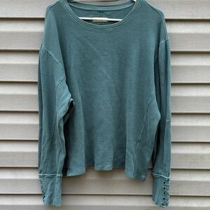 Free People | We the Free Lapis Cuff Crew Neck Long Sleeve Thermal Shirt Large